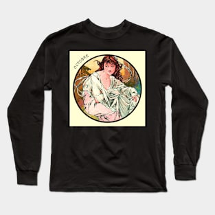 Art Nouveau October Calendar Alphonse Mucha Long Sleeve T-Shirt